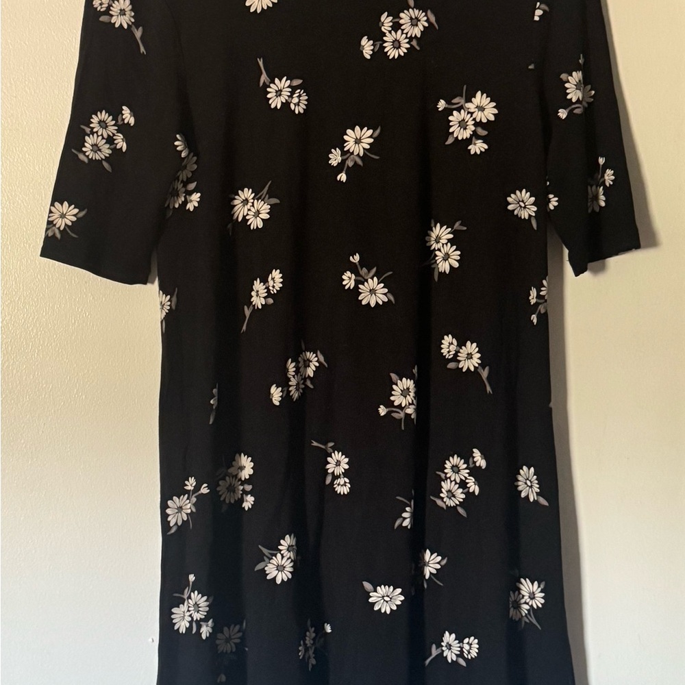 Old Navy Black Dress with White Floral Print